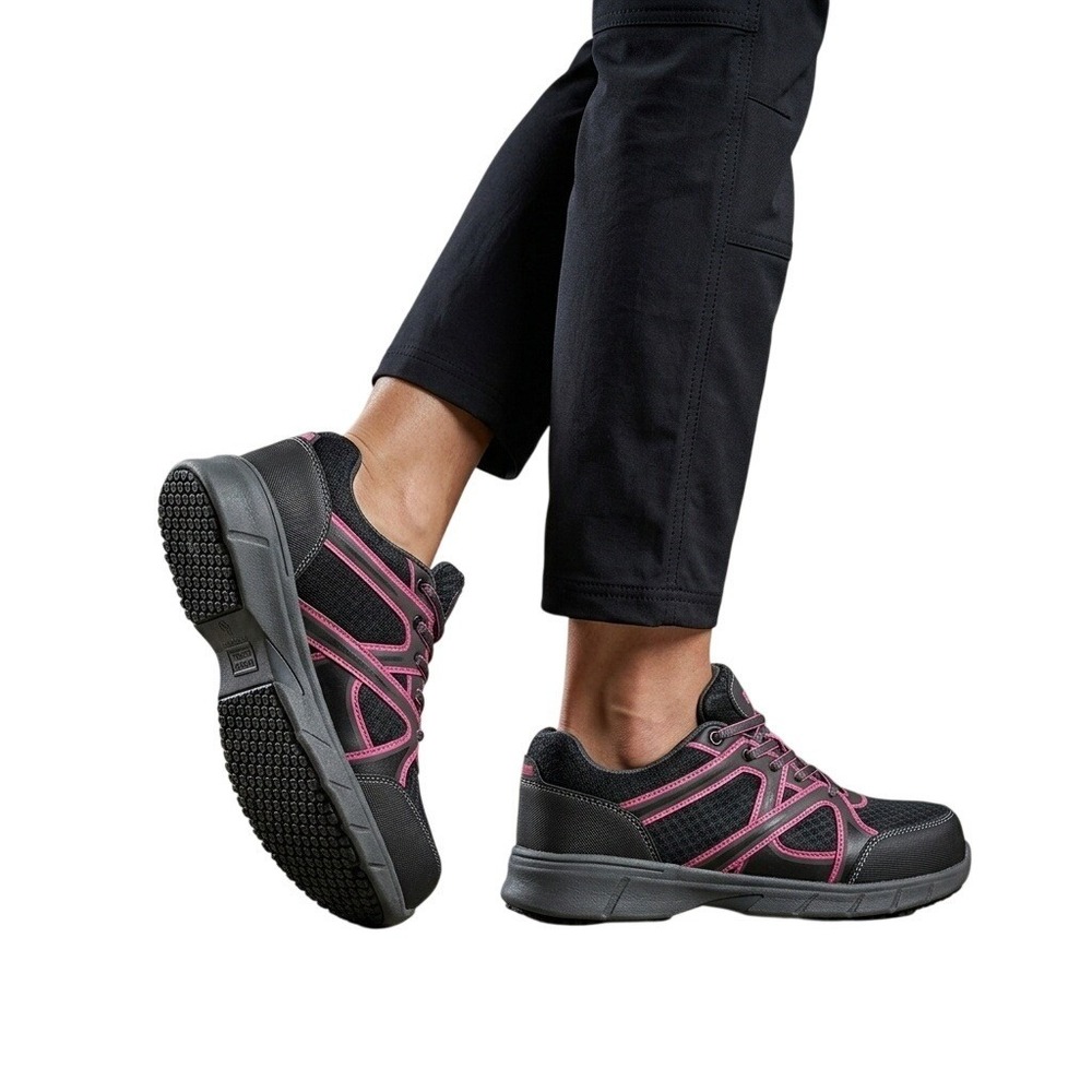 Brahma Women's 7.5 Black Pink Steel‎ Toe Slip Resistant Sneakers Safety Shoes